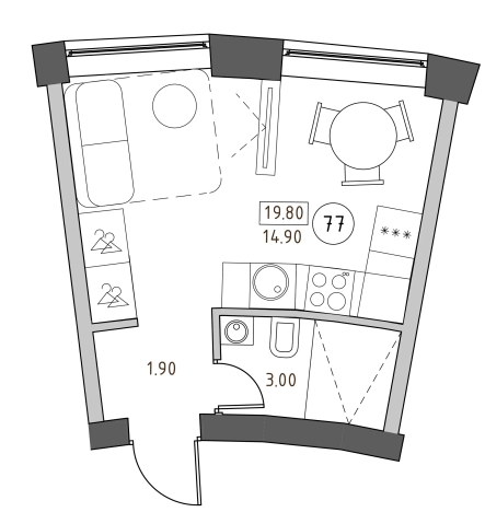 Купить Студию у метро Нарвская в Санкт-Петербурге. Вариант № 7853825, 0, площадь -  квм, цена 7350750 рублей