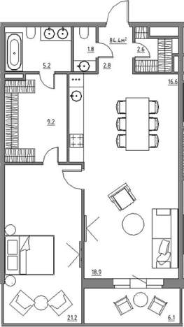 Купить двухкомнатную квартиру в районе Расторгуево в Видном. Вариант № 3573330, 0, площадь -  квм, цена 14879973 рублей