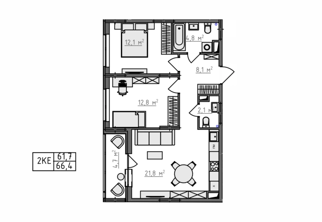 Купить двухкомнатную квартиру в новостройках в ЖК Квартал Новаторов в Владимире. Вариант № 130621, 4, площадь -  квм, цена 6917400 рублей