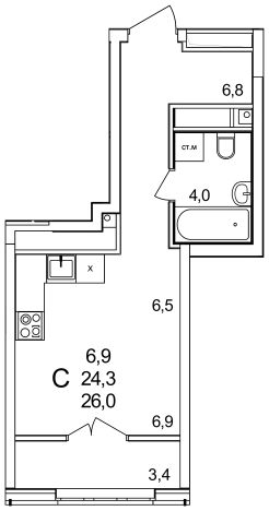 Купить Студию в ЖК Анкудиновский Парк в Нижегородской области. Вариант № 112595, 0, площадь -  квм, цена 4602000 рублей