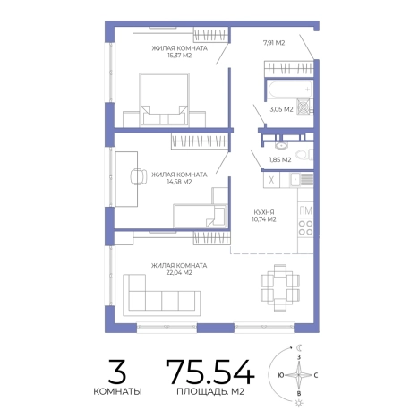 Купить трехкомнатную квартиру на вторичке в ЖК Жилой комплекс "Лугометрия" в Пензе. Вариант № 127880, 0, площадь -  квм, цена 6420900 рублей