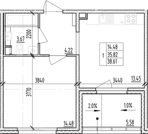 Купить однокомнатную квартиру у метро Проспект Ветеранов в Ленинградской области. Вариант № 6854847, 0, площадь -  квм, цена 7573004 рублей