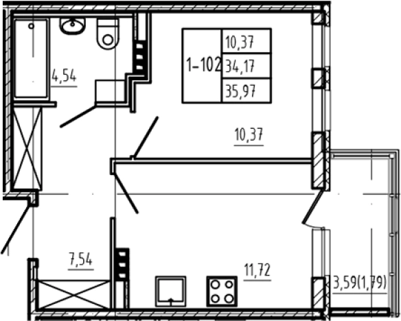 Купить однокомнатную квартиру в новостройках в Сертолове. Вариант № 6963437, 0, площадь -  квм, цена 6870270 рублей