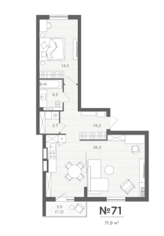 Купить квартиру в новостройках в Калининграде. Вариант № 104851, 2, площадь -  квм, цена 10380000 рублей