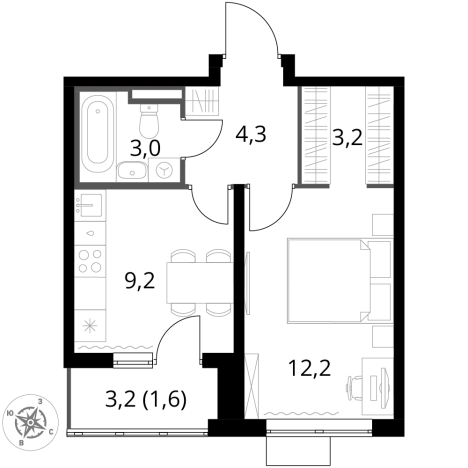 Купить однокомнатную квартиру в новостройках в Видном. Вариант № 9905694, 0, площадь -  квм, цена 10770250 рублей
