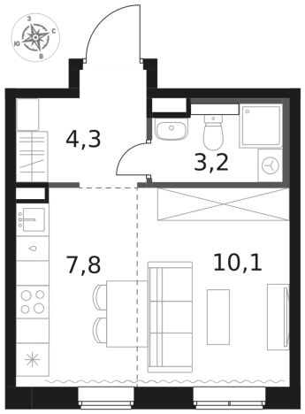 Купить однокомнатную квартиру на улице Аэропортовская в Лобне. Вариант № 138076, 0, площадь -  квм, цена 7259320 рублей