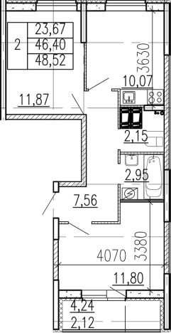 Купить двухкомнатную квартиру у метро Девяткино в Ленинградской области. Вариант № 9095467, 0, площадь -  квм, цена 7177440 рублей