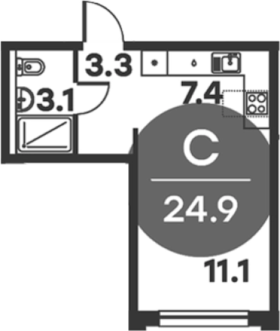 Купить Студию в новостройках в Одинцове. Вариант № 157302, 0, площадь - квм, цена 4354263 рублей