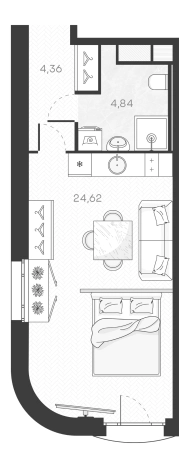 Купить Студию у метро Горный институт в Санкт-Петербурге. Вариант № 5549684, 0, площадь -  квм, цена 17477944 рублей