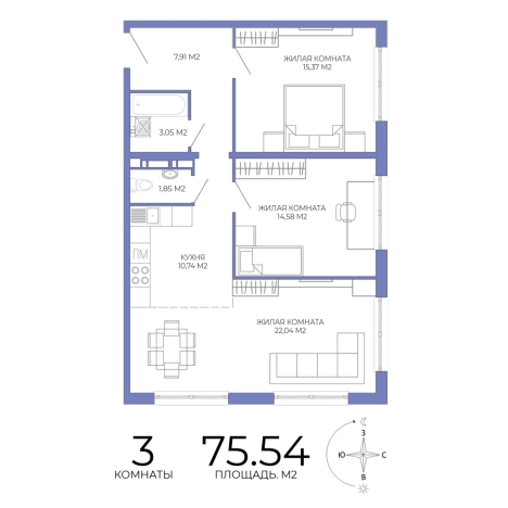 Купить трехкомнатную квартиру на вторичке в ЖК Жилой комплекс "Лугометрия" в Пензе. Вариант № 127894, 0, площадь -  квм, цена 6420900 рублей