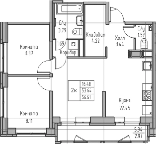 Купить трехкомнатную квартиру в новостройках в ЖК Юнтолово в Санкт-Петербурге. Вариант № 7834863, 0, площадь -  квм, цена 12258392 рублей