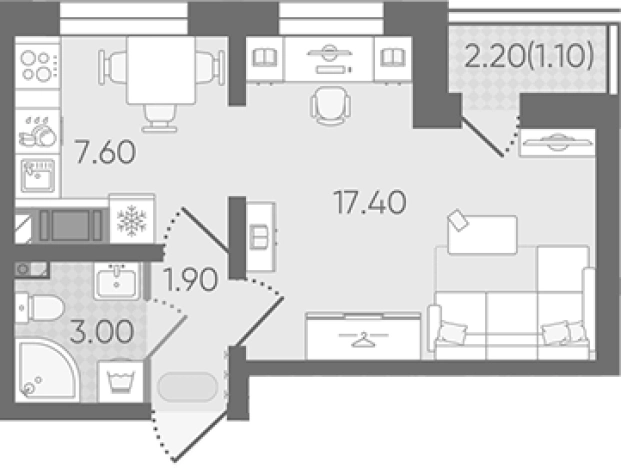 Купить однокомнатную квартиру в ЖК Цветной город в Санкт-Петербурге. Вариант № 8093503, 0, площадь -  квм, цена 5536662 рублей