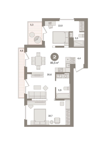 Купить двухкомнатную квартиру у метро Домодедовская в Видном. Вариант № 8538944, 0, площадь -  квм, цена 15330000 рублей