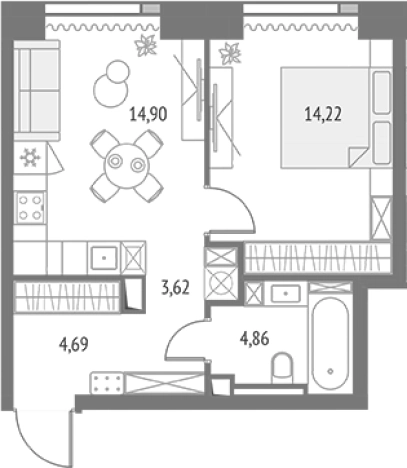 Купить однокомнатную квартиру у метро Бутырская  в Москве. Вариант № 118001, 0, площадь -  квм, цена 24417135 рублей