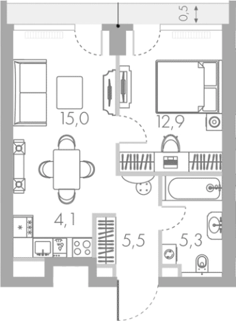. Вариант № 105140, 0, площадь - 42.8 квм, цена 32019162 рублей