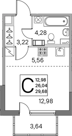 Купить Студию в новостройках в ЖК ЮгТаун. Олимпийские кварталы в Санкт-Петербурге. Вариант № 7832355, 0, площадь -  квм, цена 5843376 рублей