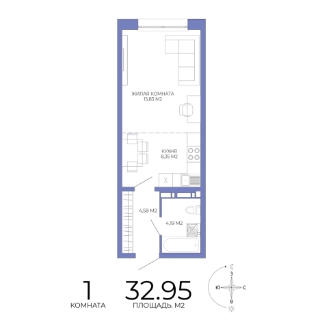 Купить однокомнатную квартиру на улице Побочинская в Пензе. Вариант № 127906, 0, площадь -  квм, цена 3031400 рублей