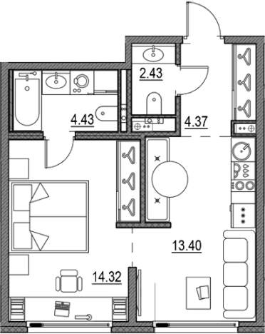 Купить однокомнатную квартиру в новостройках у метро Приморская в Санкт-Петербурге. Вариант № 9150105, 0, площадь -  квм, цена 12398302 рублей