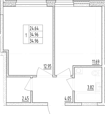 Купить однокомнатную квартиру на улице Коломяжский проспект в Санкт-Петербурге. Вариант № 6210432, 0, площадь -  квм, цена 8272760 рублей