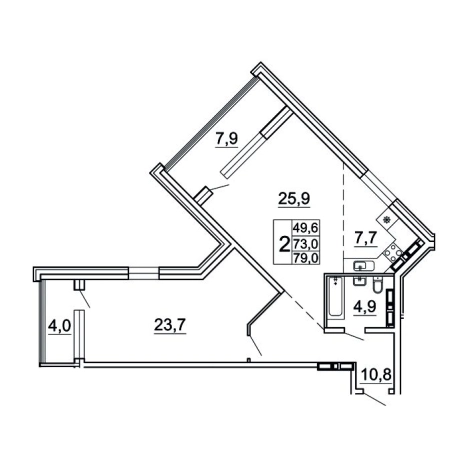 Купить двухкомнатную квартиру в районе Советский в Владивостоке. Вариант № 9416814, 0, площадь - квм, цена 14453487 рублей
