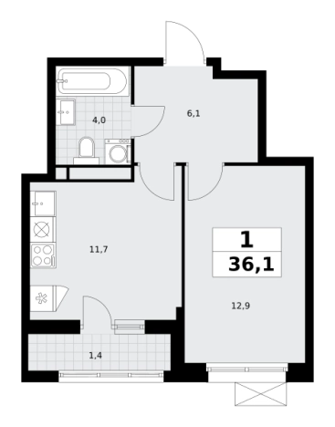 Купить однокомнатную квартиру у метро Аэропорт Внуково в Москве. Вариант № 1341336, 0, площадь -  квм, цена 10976927 рублей