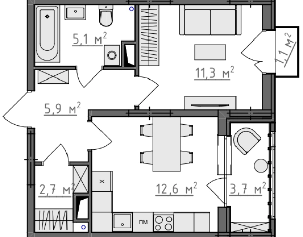 Купить однокомнатную квартиру в новостройках в ЖК Квартал Новаторов в Владимире. Вариант № 130553, 0, площадь -  квм, цена 4375800 рублей