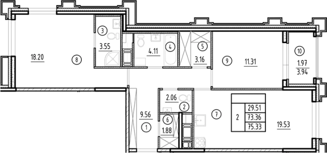 Купить трехкомнатную квартиру в новостройках у метро Горный институт в Санкт-Петербурге. Вариант № 8996710, 0, площадь -  квм, цена 26568891 рублей