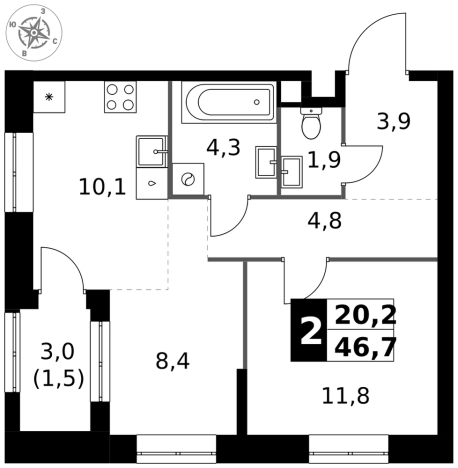 Купить квартиру в ЖК 1-й Измайловский в Москве. Вариант № 9716360, 0, площадь - квм, цена 17727320 рублей