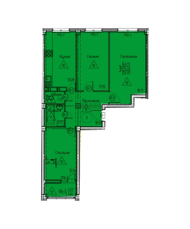 Купить трехкомнатную квартиру в новостройках в ЖК Жилой комплекс "Арбековская застава" в Пензе. Вариант № 69695, 0, площадь - квм, цена 8396640 рублей
