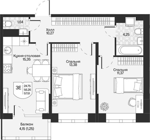 Купить трехкомнатную квартиру у метро Парнас в Ленинградской области. Вариант № 7261275, 0, площадь -  квм, цена 13005396 рублей