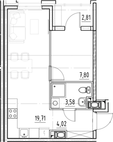 . Вариант № 5559603, 0, площадь - 35.11 квм, цена 13137312 рублей