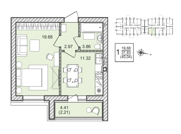 Купить однокомнатную квартиру в ЖК Александровский сад в Воронежской области. Вариант № 137111, 0, площадь -  квм, цена 5005000 рублей