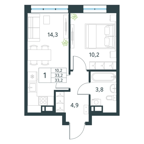Купить однокомнатную квартиру в Микрорайоне Хороший, Чита в Чите. Вариант № 153509, 0, площадь -  квм, цена 5736960 рублей