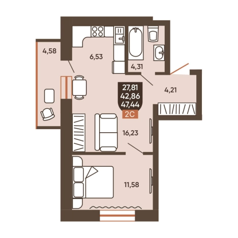Купить двухкомнатную квартиру в районе Калининский в Новосибирске. Вариант № 8881652, 0, площадь -  квм, цена 5900000 рублей