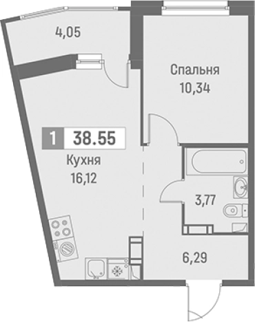 Купить однокомнатную квартиру на улице Цветной проезд в Ленинградской области. Вариант № 9099684, 0, площадь -  квм, цена 8078600 рублей