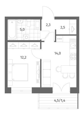 Купить однокомнатную квартиру в Ленинградской области. Вариант № 5258791, 0, площадь -  квм, цена 8364000 рублей