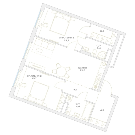 Купить трехкомнатную квартиру в ЖК Детали в Москве. Вариант № 876663, 0, площадь -  квм, цена 13747493 рублей