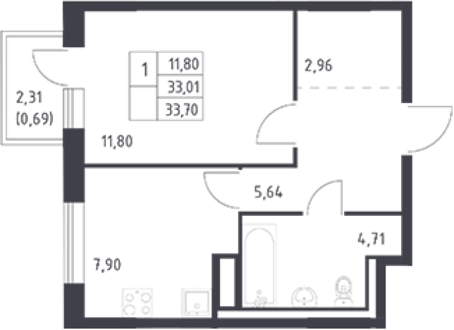 Купить квартиру в ЖК Квартал Лаголово в Ленинградской области. Вариант № 6707996, 0, площадь -  квм, цена 4802654 рублей