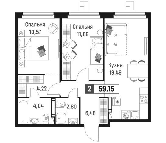 Купить трехкомнатную квартиру у метро Девяткино в Мурине. Вариант № 6867074, 0, площадь -  квм, цена 11205169 рублей