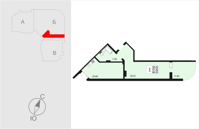 Купить однокомнатную квартиру в ЖК Отражение в Владимире. Вариант № 74067, 0, площадь - квм, цена 8656250 рублей