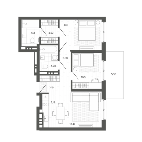 Купить трехкомнатную квартиру в Барнауле. Вариант № 2521074, 0, площадь -  квм, цена 11074000 рублей