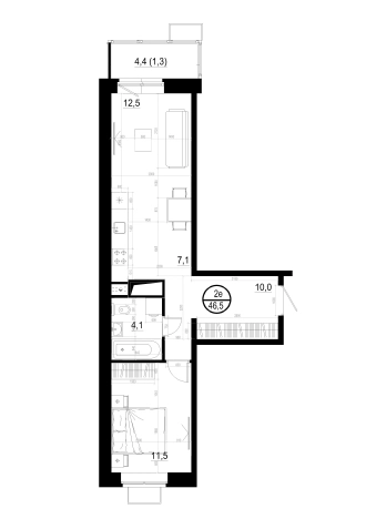 Купить двухкомнатную квартиру в Одинцове. Вариант № 127965, 0, площадь -  квм, цена 10192000 рублей