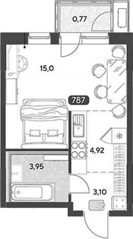 Купить Студию в Калуге. Вариант № 121853, 0, площадь -  квм, цена 3939135 рублей