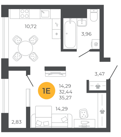. Вариант № 2104851, 0, площадь - 33.86 квм, цена 3860040 рублей
