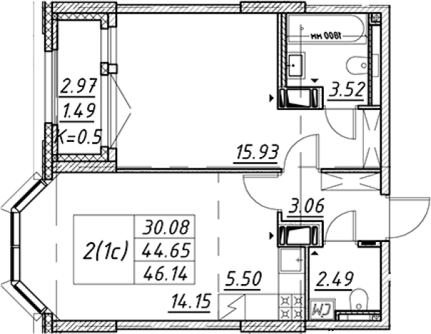 Купить двухкомнатную квартиру в новостройках в ЖК Цивилизация на Неве в Санкт-Петербурге. Вариант № 7851063, 0, площадь -  квм, цена 16376839 рублей