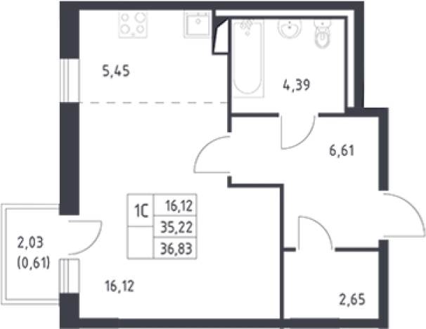 . Вариант № 6709432, 0, площадь - 35.22 квм, цена 5780956 рублей