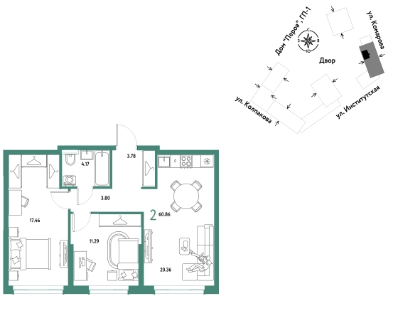 Купить двухкомнатную квартиру в ЖК Страна.Парковая в Мытищах. Вариант № 10440695, 0, площадь -  квм, цена 26413333 рублей