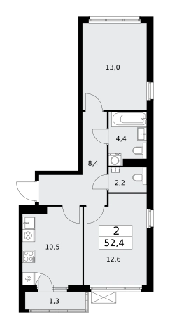 Купить двухкомнатную квартиру в ЖК Бунинские кварталы в Москве. Вариант № 489849, 0, площадь -  квм, цена 18792736 рублей