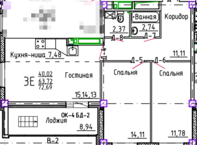 . Вариант № 140372, 0, площадь - 72.69 квм, цена 10075852 рублей