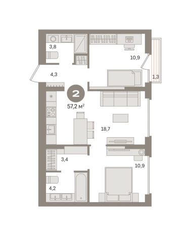 Купить двухкомнатную квартиру у метро Домодедовская в Видном. Вариант № 8587573, 0, площадь -  квм, цена 10260000 рублей
